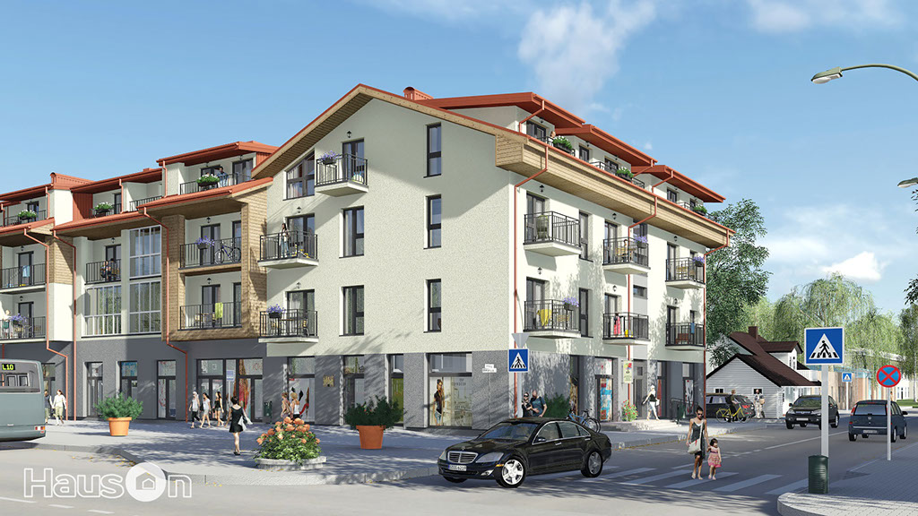 Namo projektas Palangoje, vizualizacija, namu projektai, architektai, projektavimo paslaugos, daugiabutis, namas su mansarda HausOn.lt