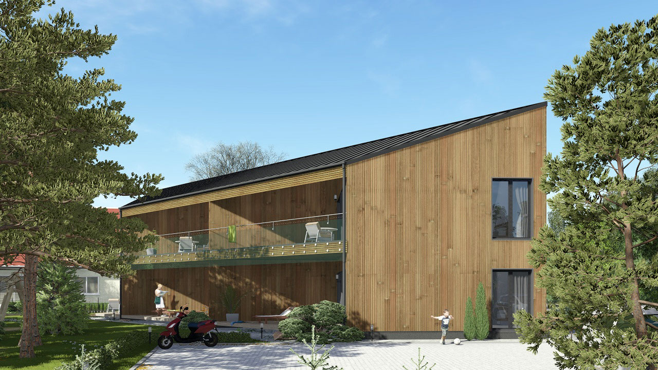 Namo projektas Kunigiškėse, vizualizacija, namu projektai, architektai, projektavimo paslaugos, daugiabutis, namai su mansarda HausOn.lt, namas