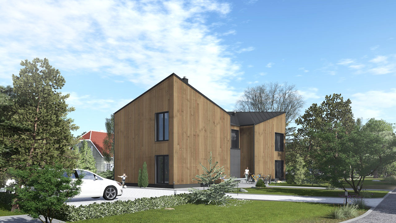 Namo projektas Kunigiškėse, vizualizacija, namu projektai, architektai, projektavimo paslaugos, daugiabutis, namai su mansarda HausOn.lt, namas