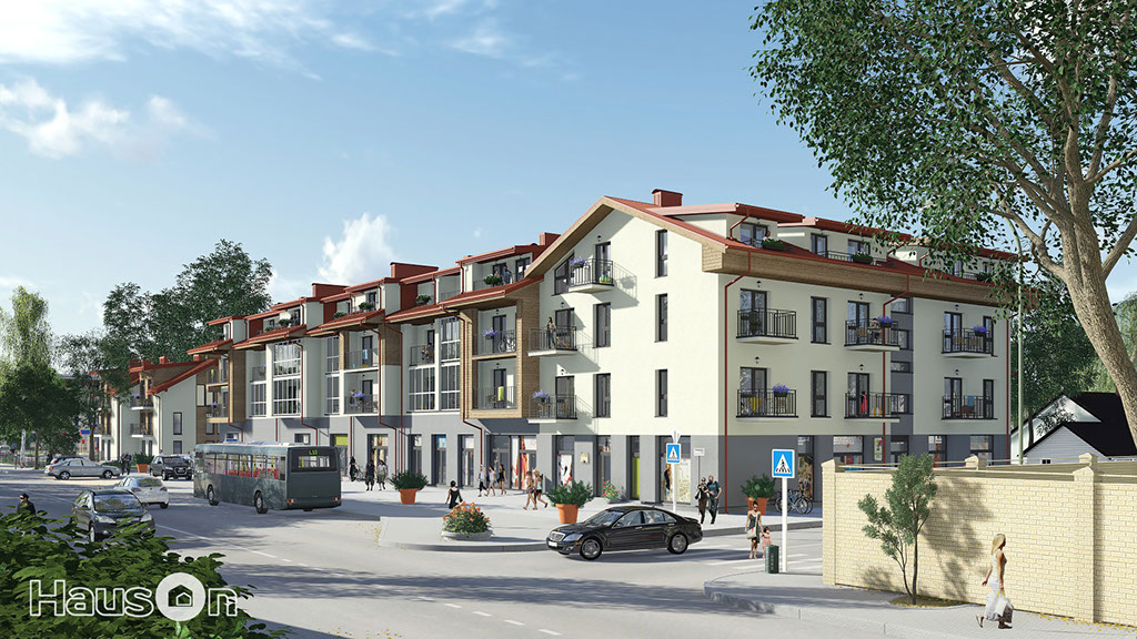 Namo projektas Palangoje, vizualizacija, namu projektai, architektai, projektavimo paslaugos, daugiabutis, namas su mansarda HausOn.lt