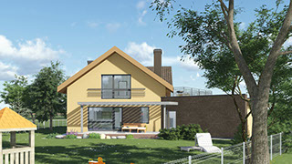 Namu projektai, namo projektas, architektai, projektavimo paslaugos, architektas, www.hauson.lt, vieno aukšto su mansarda namai, vizualizacija