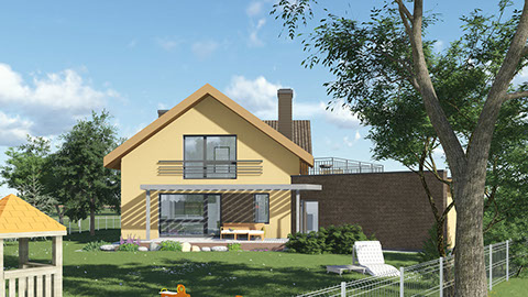 Namu projektai, namo projektas, architektai, projektavimo paslaugos, architektas, www.hauson.lt, vieno aukšto su mansarda namai, vizualizacija