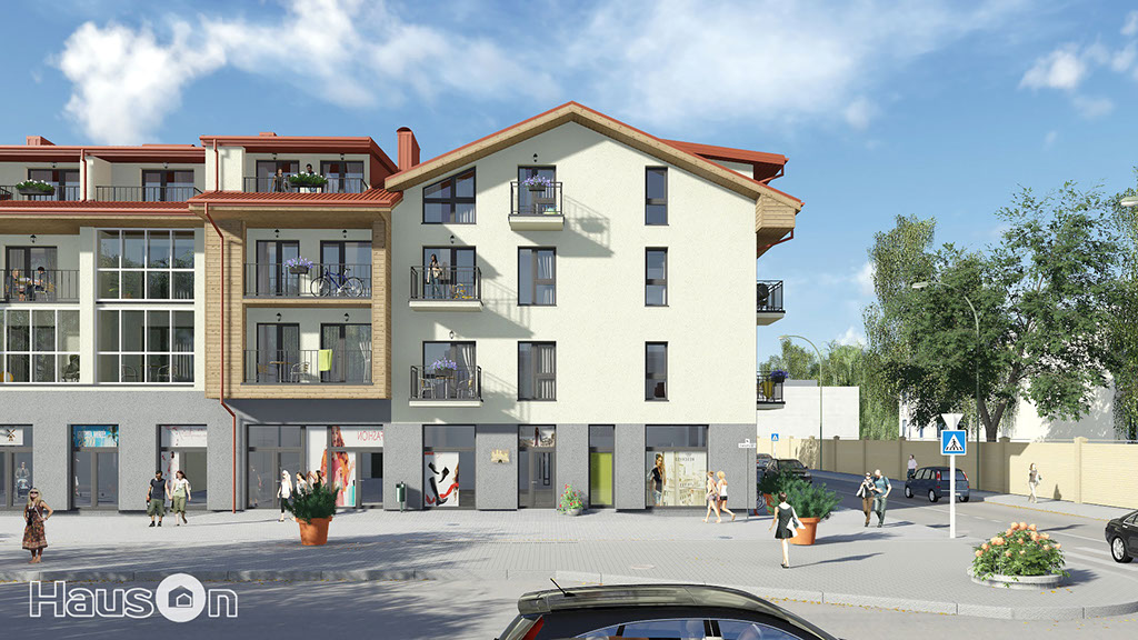 Namo projektas Palangoje, vizualizacija, namu projektai, architektai, projektavimo paslaugos, daugiabutis, namas su mansarda HausOn.lt