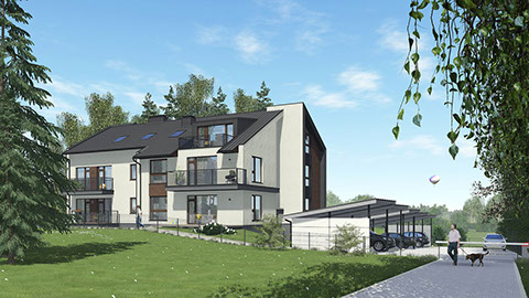 Namo projektas Palangoje, vizualizacija, namu projektai, architektai, projektavimo paslaugos, daugiabutis, namas su mansarda HausOn.lt