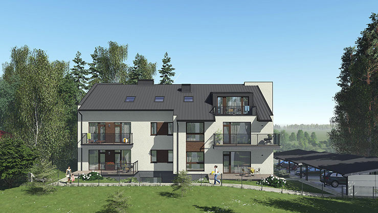 Namo projektas Palangoje, vizualizacija, namu projektai, architektai, projektavimo paslaugos, daugiabutis, namas su mansarda HausOn.lt