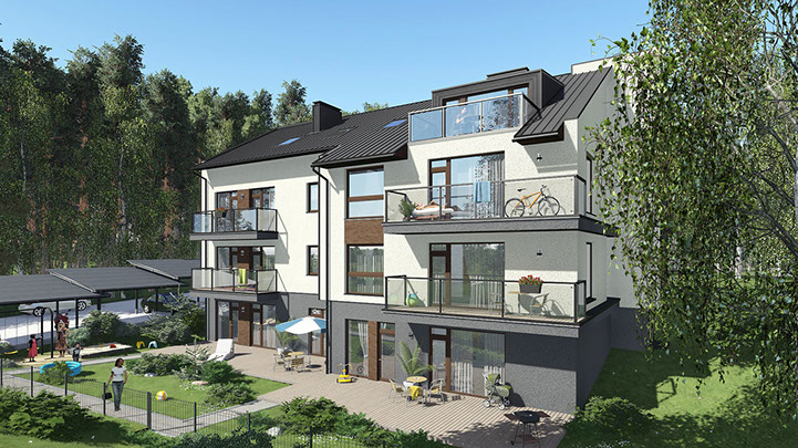 Namo projektas Palangoje, vizualizacija, namu projektai, architektai, projektavimo paslaugos, daugiabutis, namas su mansarda HausOn.lt