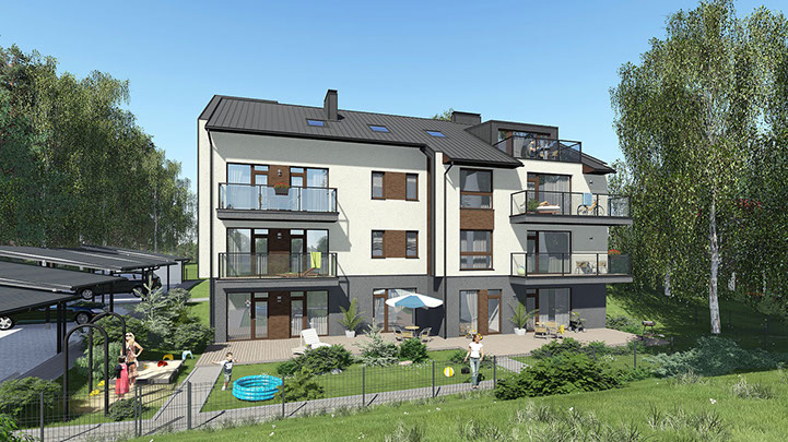 Namo projektas Palangoje, vizualizacija, namu projektai, architektai, projektavimo paslaugos, daugiabutis, namas su mansarda HausOn.lt