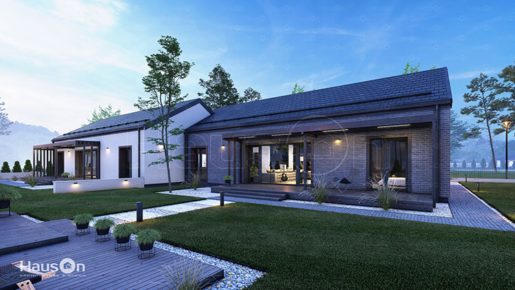 Namo projektas Amarilis 2B, namų projektai - Hauson.lt, dvibučiai projektai su statybos leidimu